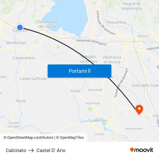 Calcinato to Castel D' Ario map