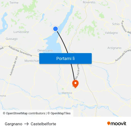 Gargnano to Castelbelforte map