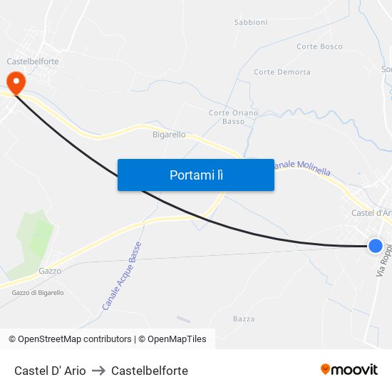 Castel D' Ario to Castelbelforte map