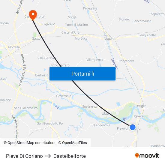 Pieve Di Coriano to Castelbelforte map