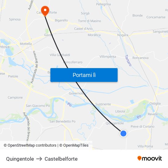 Quingentole to Castelbelforte map