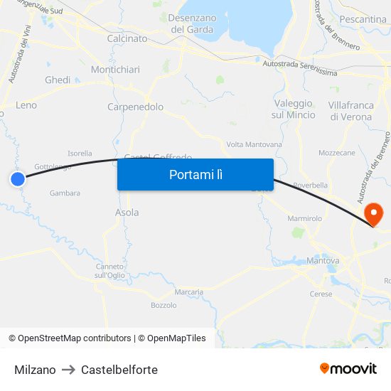 Milzano to Castelbelforte map