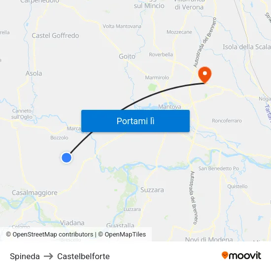 Spineda to Castelbelforte map