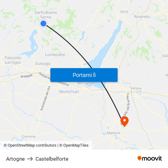 Artogne to Castelbelforte map