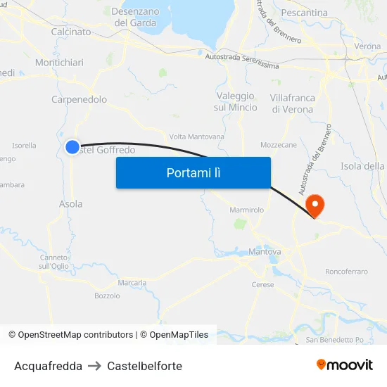 Acquafredda to Castelbelforte map