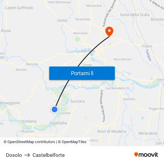 Dosolo to Castelbelforte map