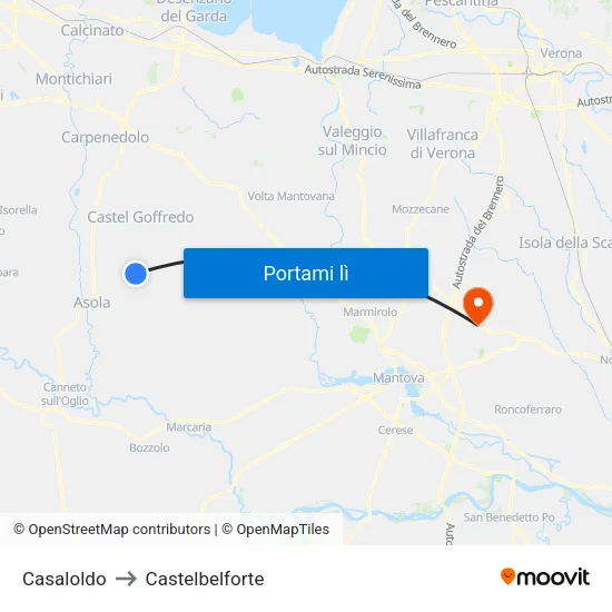 Casaloldo to Castelbelforte map