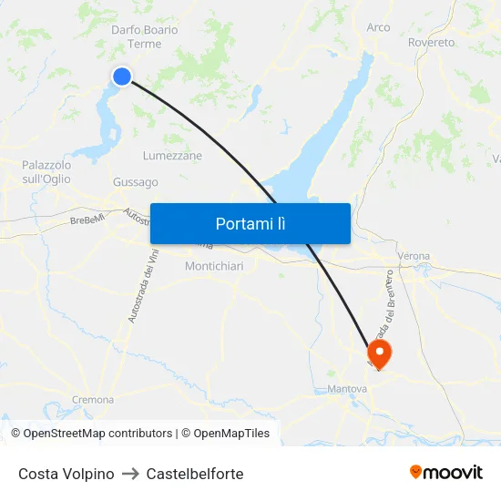 Costa Volpino to Castelbelforte map
