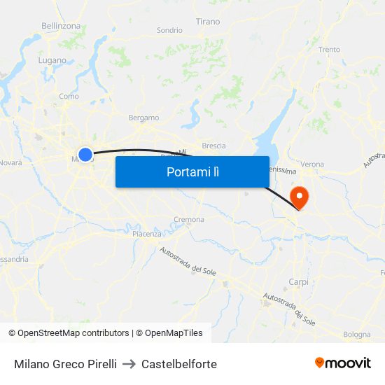Milano Greco Pirelli to Castelbelforte map