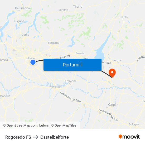 Rogoredo FS to Castelbelforte map