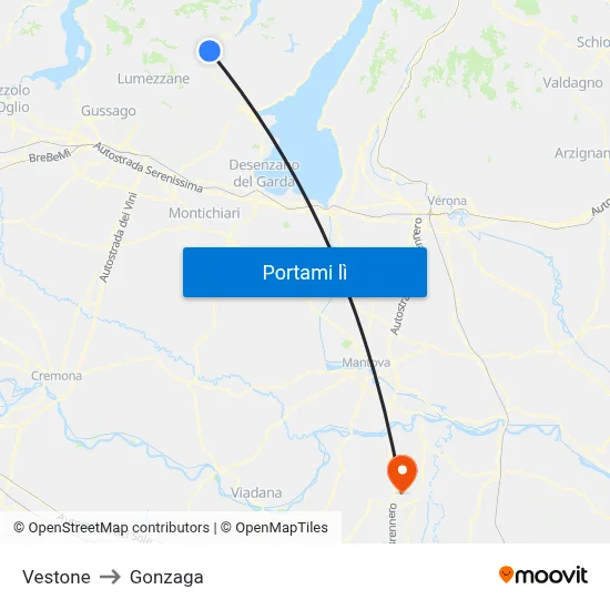 Vestone to Gonzaga map