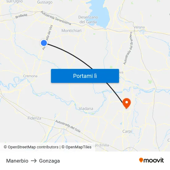 Manerbio to Gonzaga map