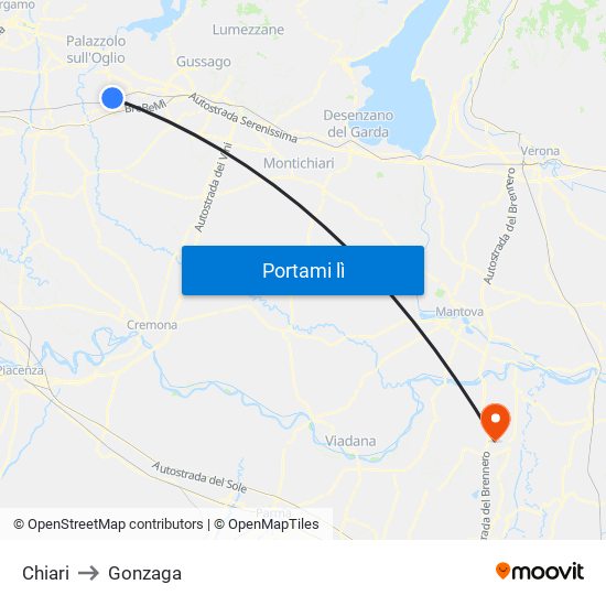 Chiari to Gonzaga map