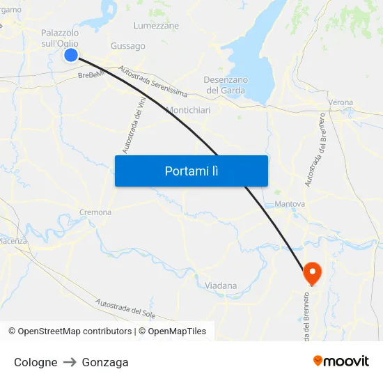 Cologne to Gonzaga map