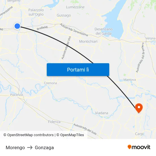 Morengo to Gonzaga map