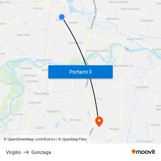 Virgilio to Gonzaga map