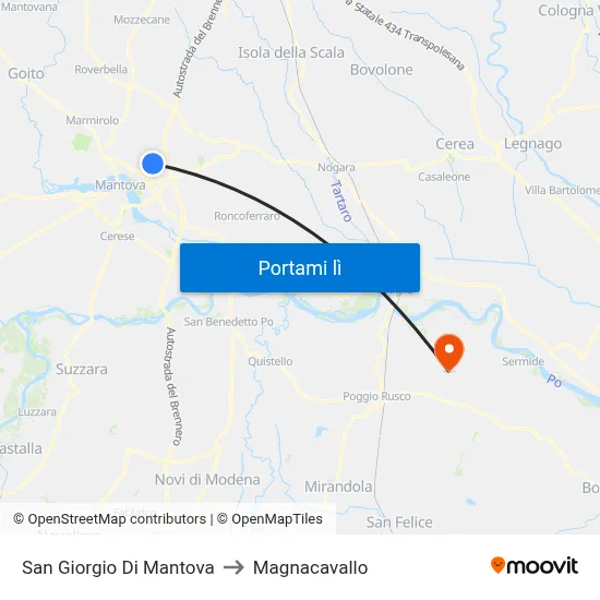 San Giorgio Di Mantova to Magnacavallo map