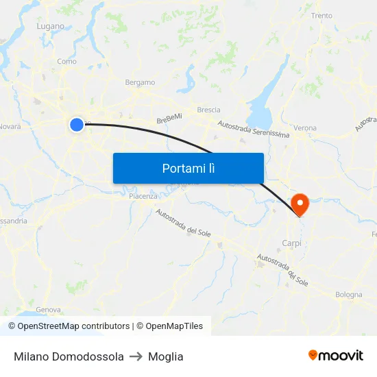 Milano Domodossola to Moglia map