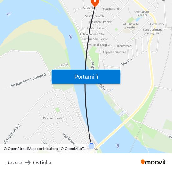 Revere to Ostiglia map