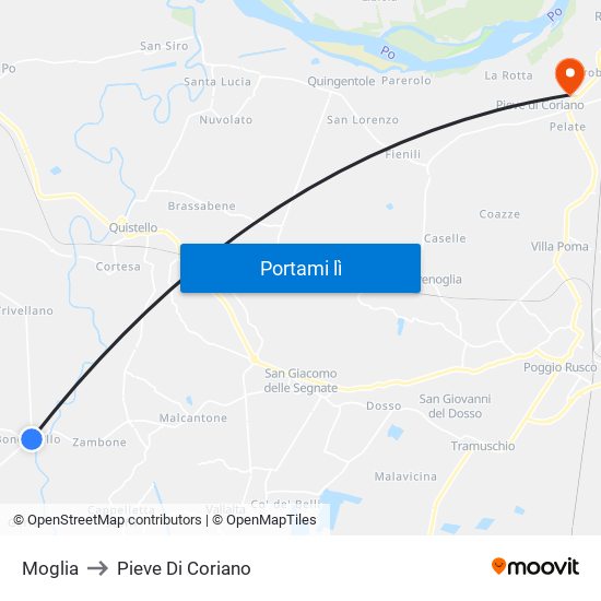 Moglia to Pieve Di Coriano map