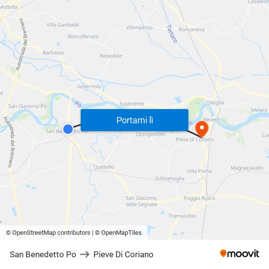 San Benedetto Po to Pieve Di Coriano map