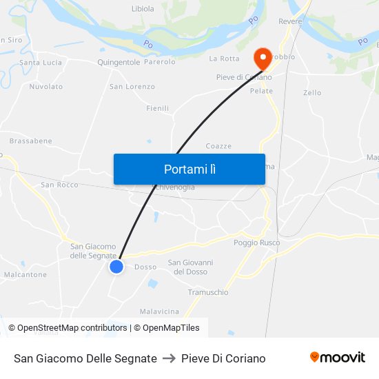 San Giacomo Delle Segnate to Pieve Di Coriano map