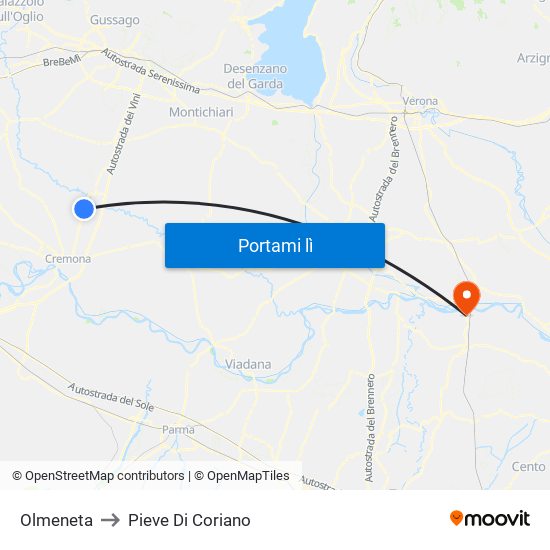 Olmeneta to Pieve Di Coriano map