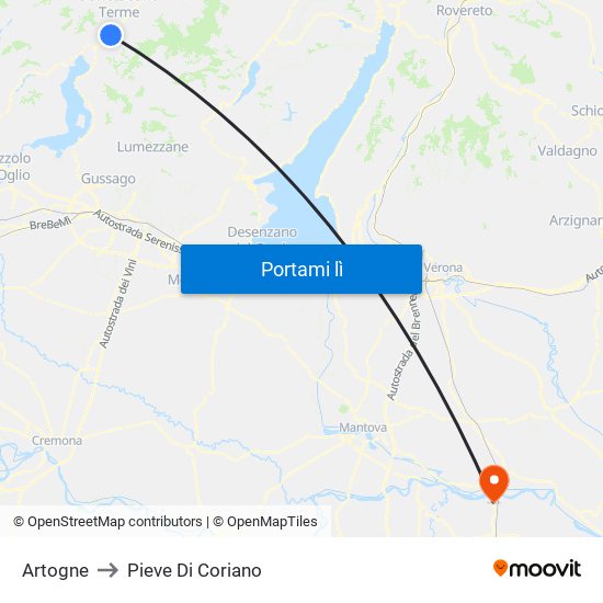 Artogne to Pieve Di Coriano map