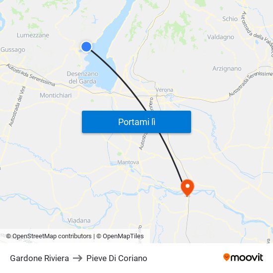 Gardone Riviera to Pieve Di Coriano map