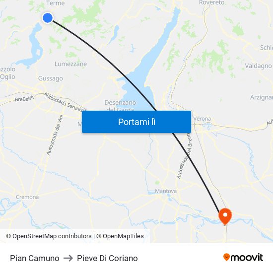 Pian Camuno to Pieve Di Coriano map