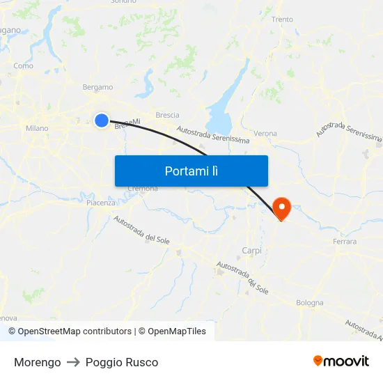 Morengo to Poggio Rusco map