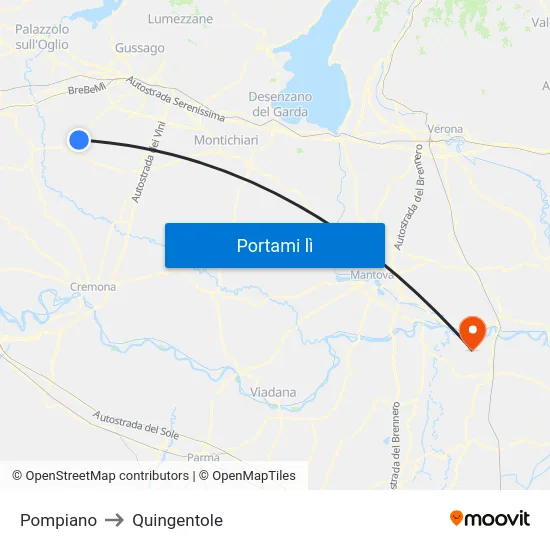 Pompiano to Quingentole map
