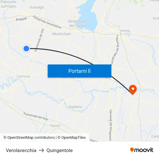 Verolavecchia to Quingentole map