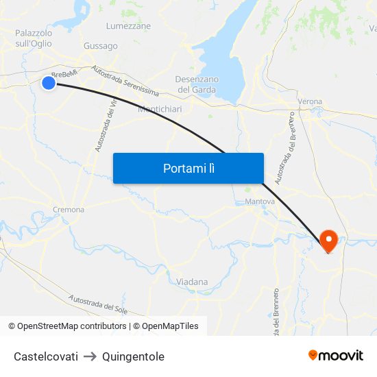 Castelcovati to Quingentole map