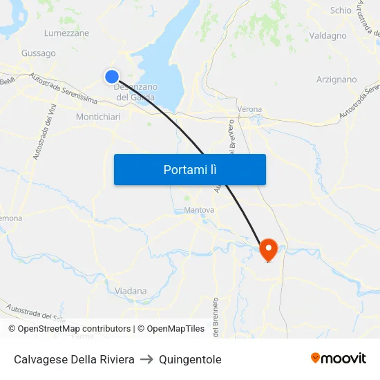 Calvagese Della Riviera to Quingentole map