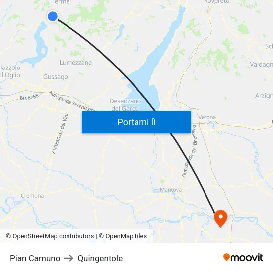 Pian Camuno to Quingentole map