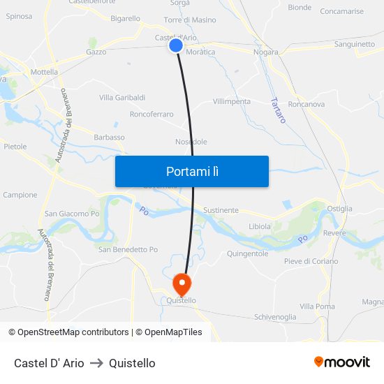 Castel D' Ario to Quistello map
