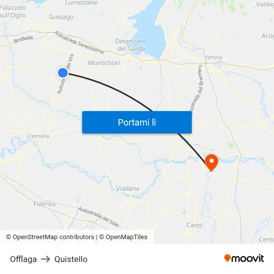 Offlaga to Quistello map