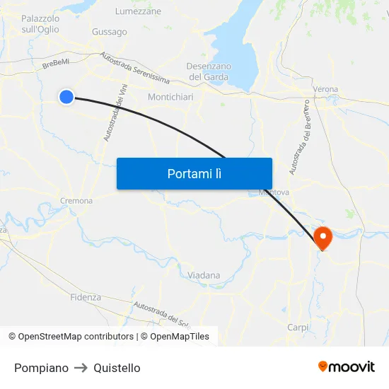 Pompiano to Quistello map