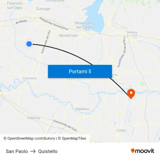San Paolo to Quistello map