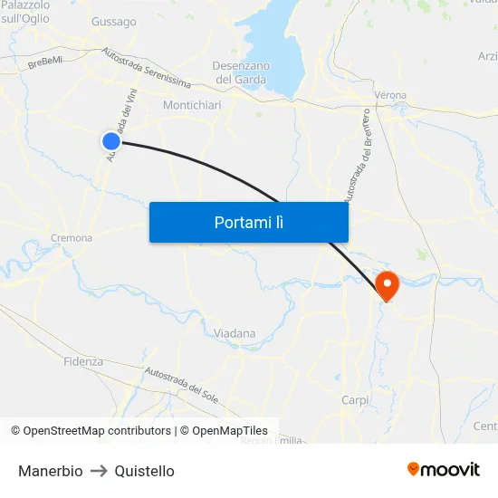 Manerbio to Quistello map