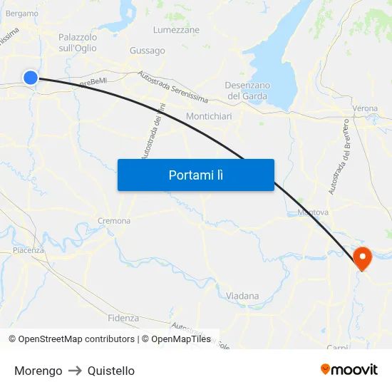 Morengo to Quistello map