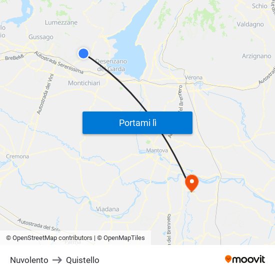 Nuvolento to Quistello map
