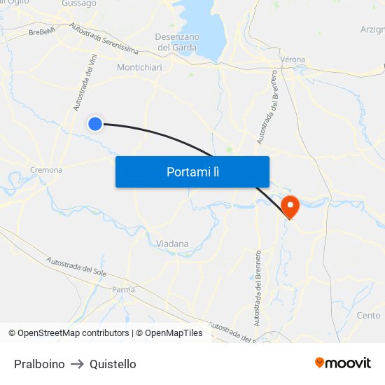 Pralboino to Quistello map