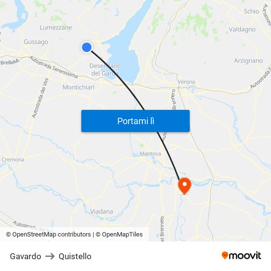 Gavardo to Quistello map