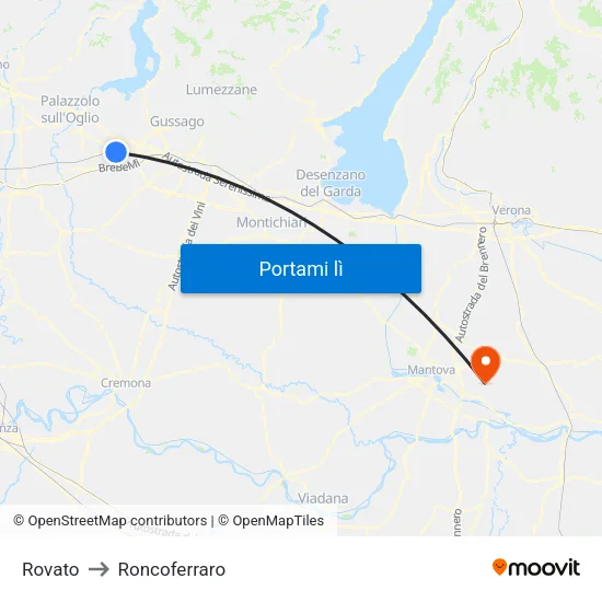Rovato to Roncoferraro map