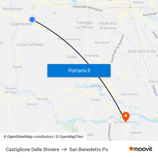 Castiglione Delle Stiviere to San Benedetto Po map