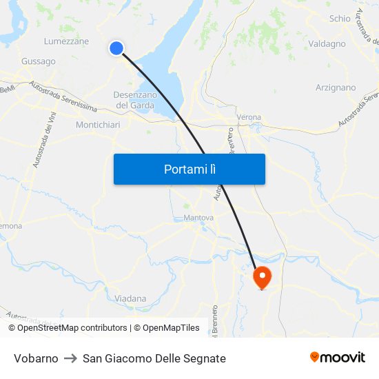 Vobarno to San Giacomo Delle Segnate map