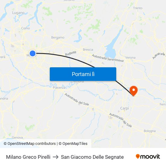 Milano Greco Pirelli to San Giacomo Delle Segnate map
