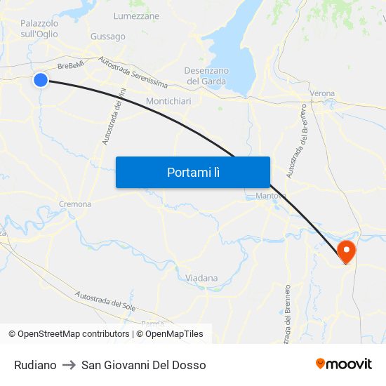 Rudiano to San Giovanni Del Dosso map